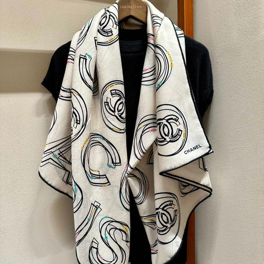 SQUARE SCARF 140 CM IN WHITE MONOGRAM SILK 403989