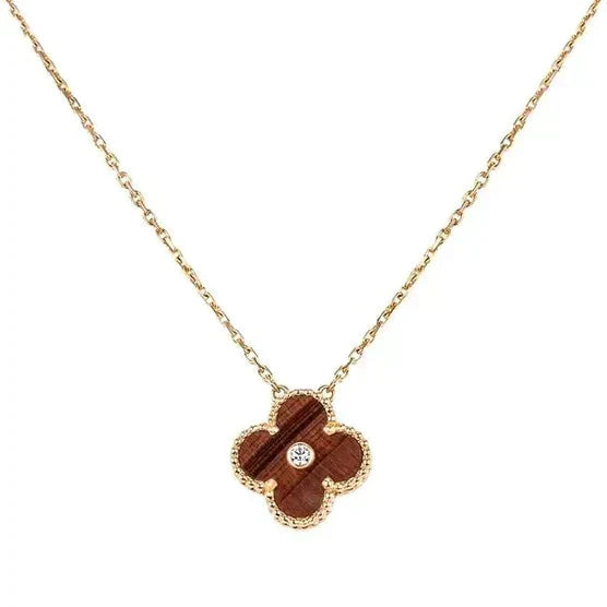 [Rose Jewellery]CLOVER 15MM DIAMOND AND YELLOW TIGER'S EYE AGATE necklace