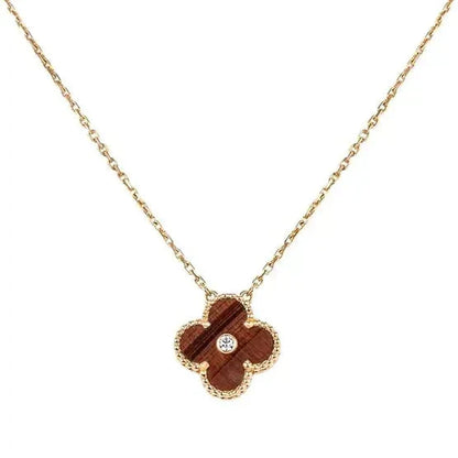 [Rose Jewellery]CLOVER 15MM DIAMOND AND YELLOW TIGER'S EYE AGATE necklace