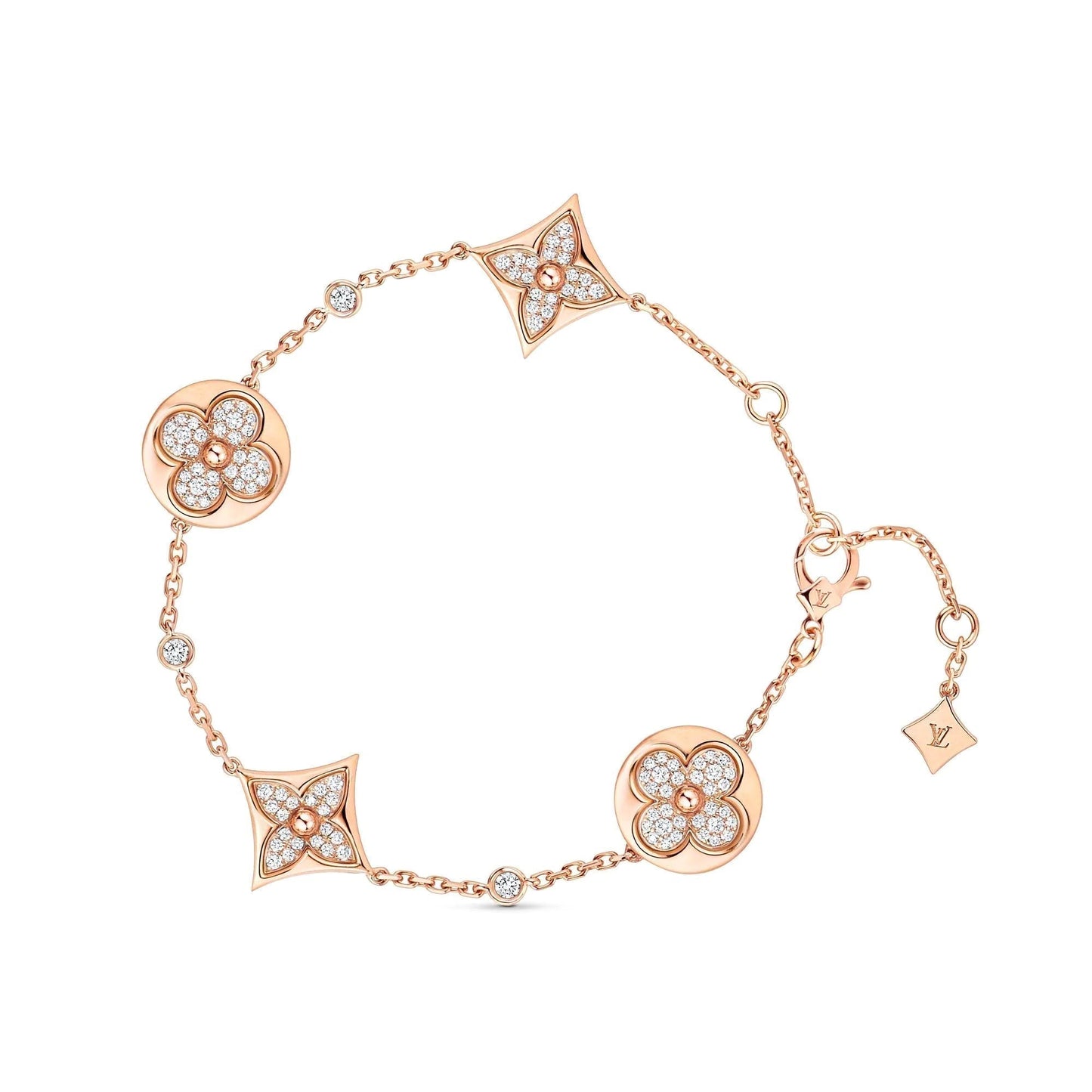 [Rose Jewellery]STAR AND SUN 4 MOTIFS GOLD DIAMONDS BRACELET