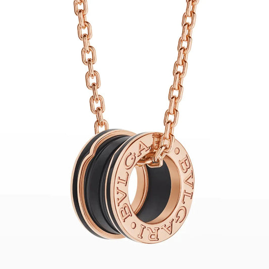 [Rose Jewellery]ZERO 1 BLACK CERAMIC PINK GOLD NECKLACE