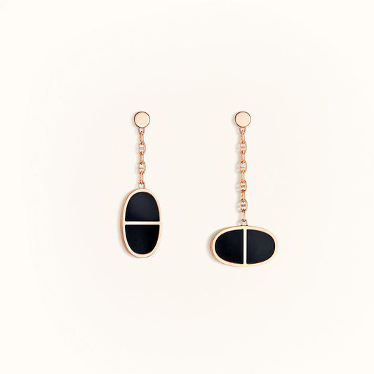 [Rose Jewellery]CHAINE VERSO BLACK CERAMIC EARRINGS