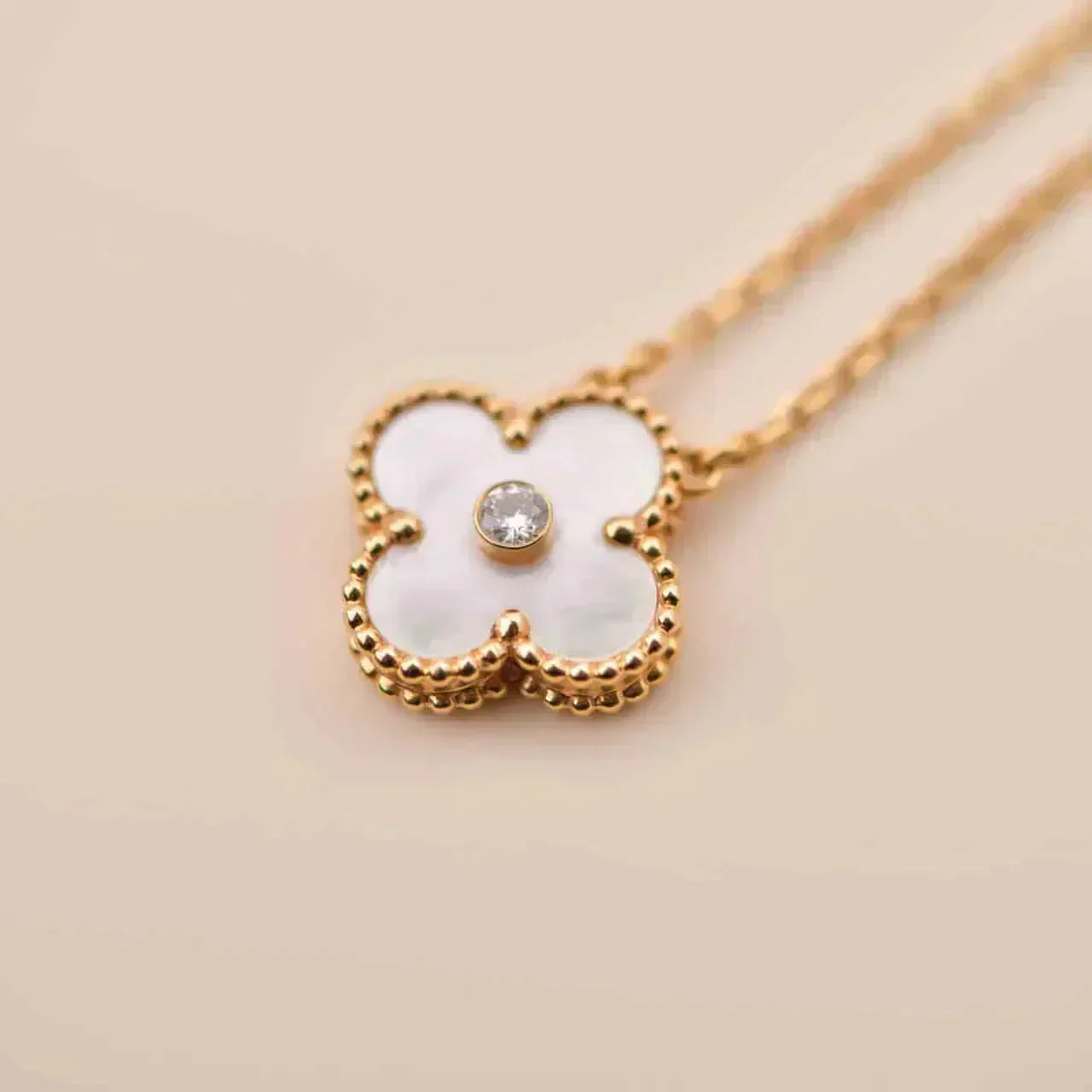 [Rose Jewellery]CLOVER 15MM DIAMOND WHITE FRITILLARIA NECKLACE