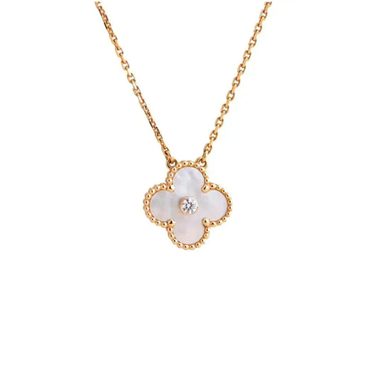 [Rose Jewellery]CLOVER 15MM DIAMOND WHITE FRITILLARIA NECKLACE