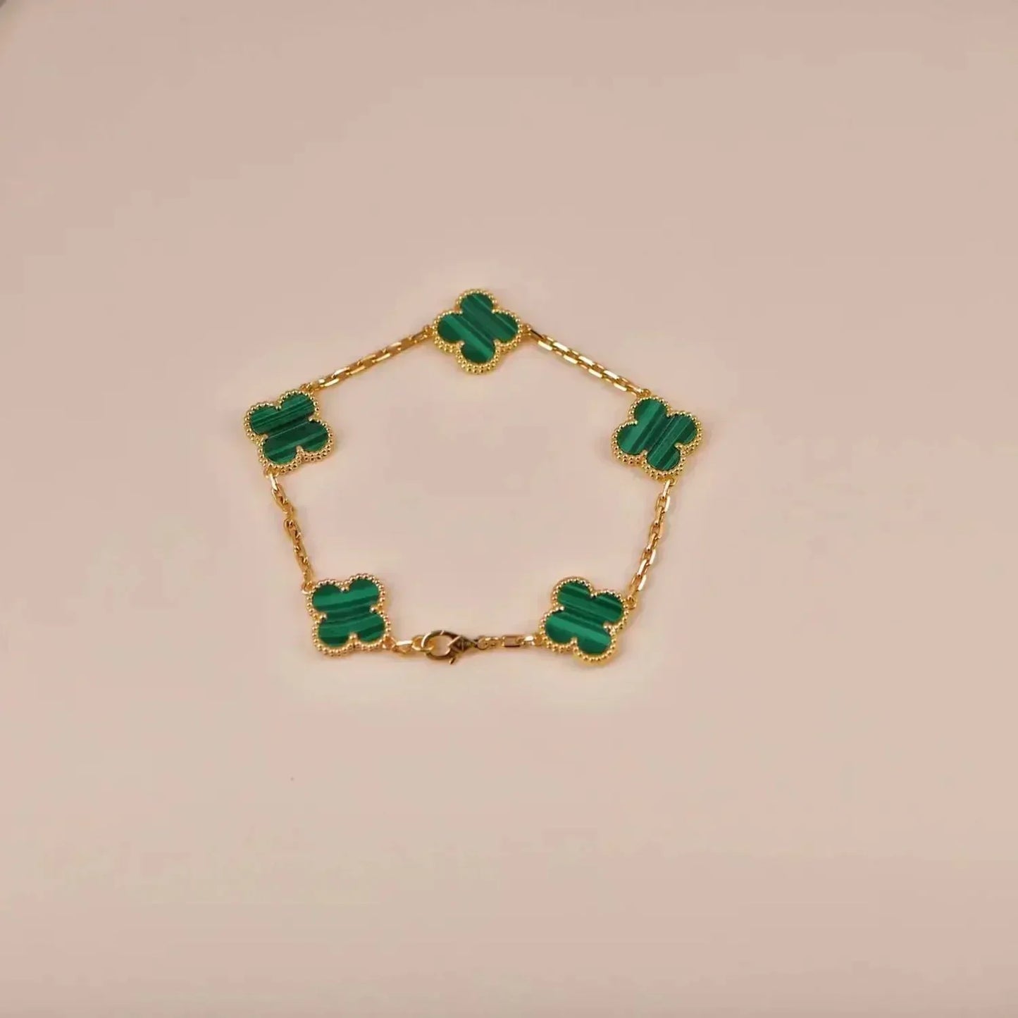 CLOVER 5 MOTIFS MALACHITE BRACELET