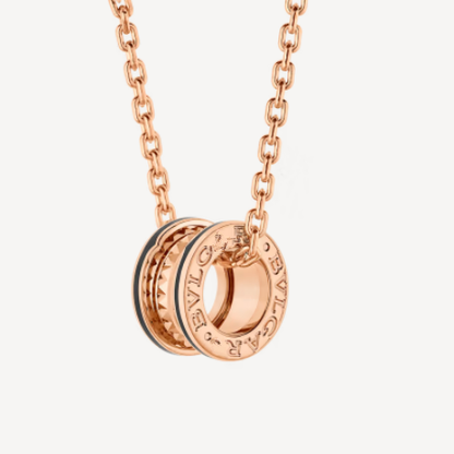 [Rose Jewellery]ZERO 1 ROCK PEDANT PINK GOLD BLACK NECKLACE