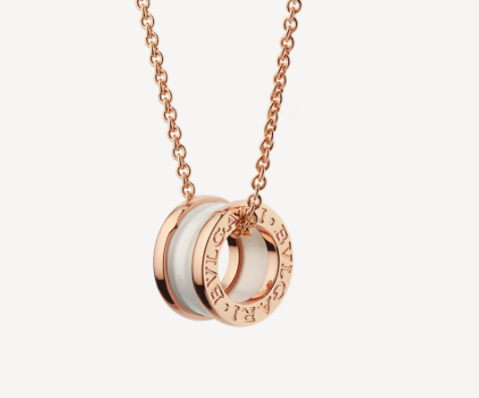 [Rose Jewellery]ZERO 1 WHITE CERAMIC PINK GOLD NECKLACE