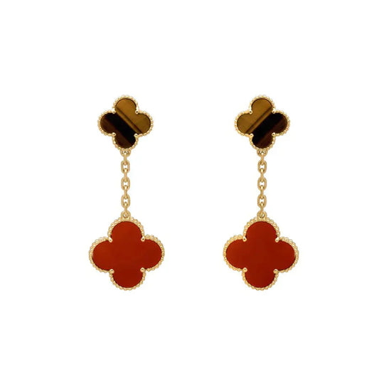 [Rose Jewellery]CLOVER  2 MOTIF  TIGER EYE CARNELIAN EARRINGS