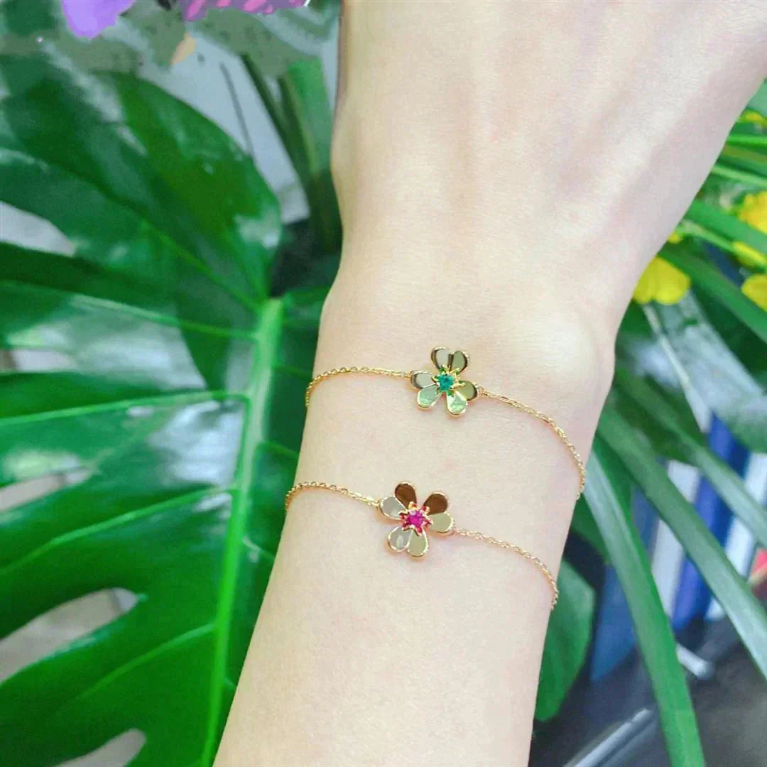 [Rose Jewellery]FRIVOLE GOLD FLOWER PINK MALACHITE BRACELET