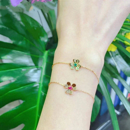 [Rose Jewellery]FRIVOLE GOLD FLOWER PINK MALACHITE BRACELET