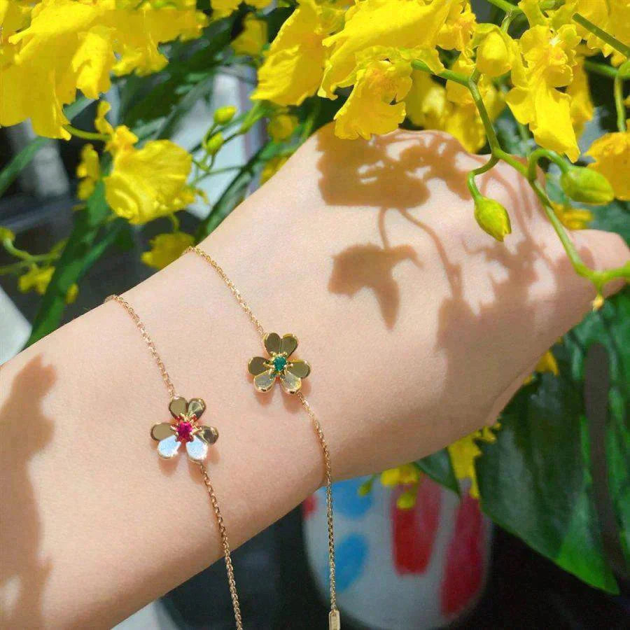 [Rose Jewellery]FRIVOLE GOLD FLOWER PINK MALACHITE BRACELET