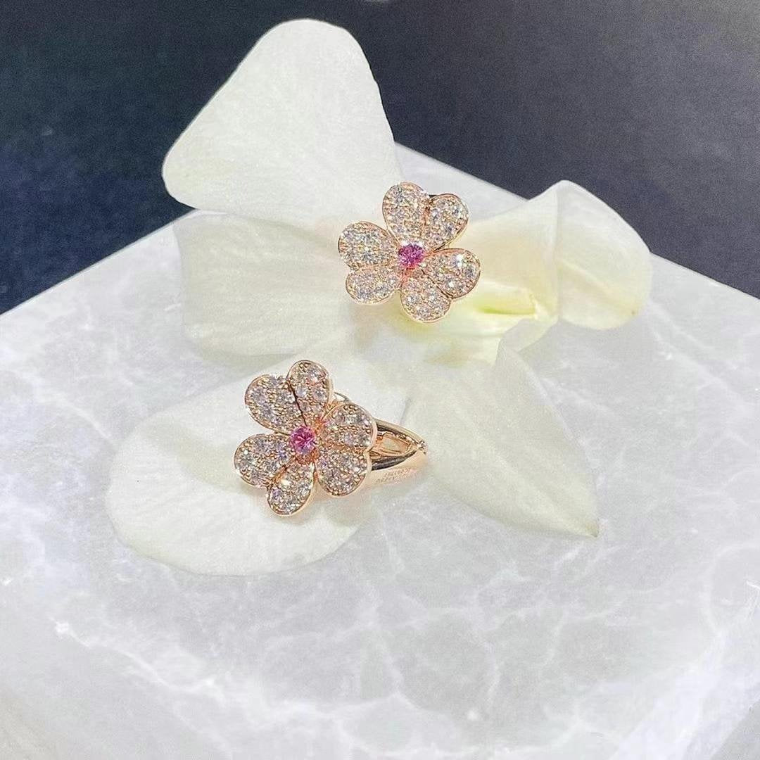 [Rose Jewellery]FRIVOLE PINK GOLD FLOWER DIAMOND EARRINGS