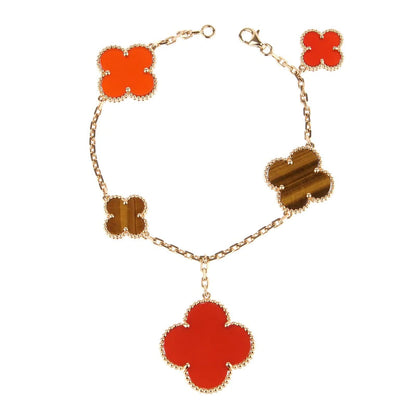 [Rose Jewellery]CLOVER BRACELET 5 MOTIFS CARNELIAN TIGER EYE