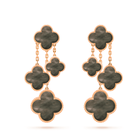 [Rose Jewellery]CLOVER EARRINGS DARK MOP 4 MOTIFS ROSE GOLD