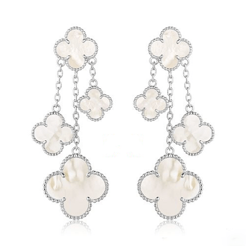 [Rose Jewellery]CLOVER EARRINGS WHITE MOP 4 MOTIFS SILVER