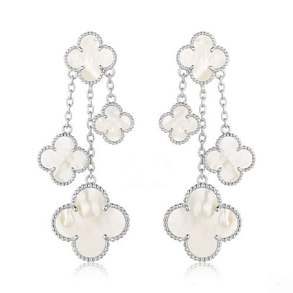 [Rose Jewellery]CLOVER EARRINGS WHITE MOP 4 MOTIFS SILVER