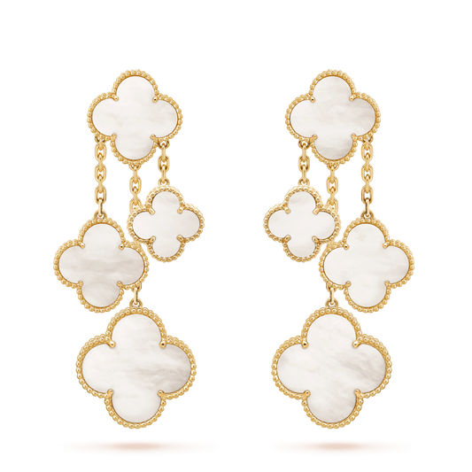 [Rose Jewellery]CLOVER EARRINGS WHITE MOP 4 MOTIFS GOLD