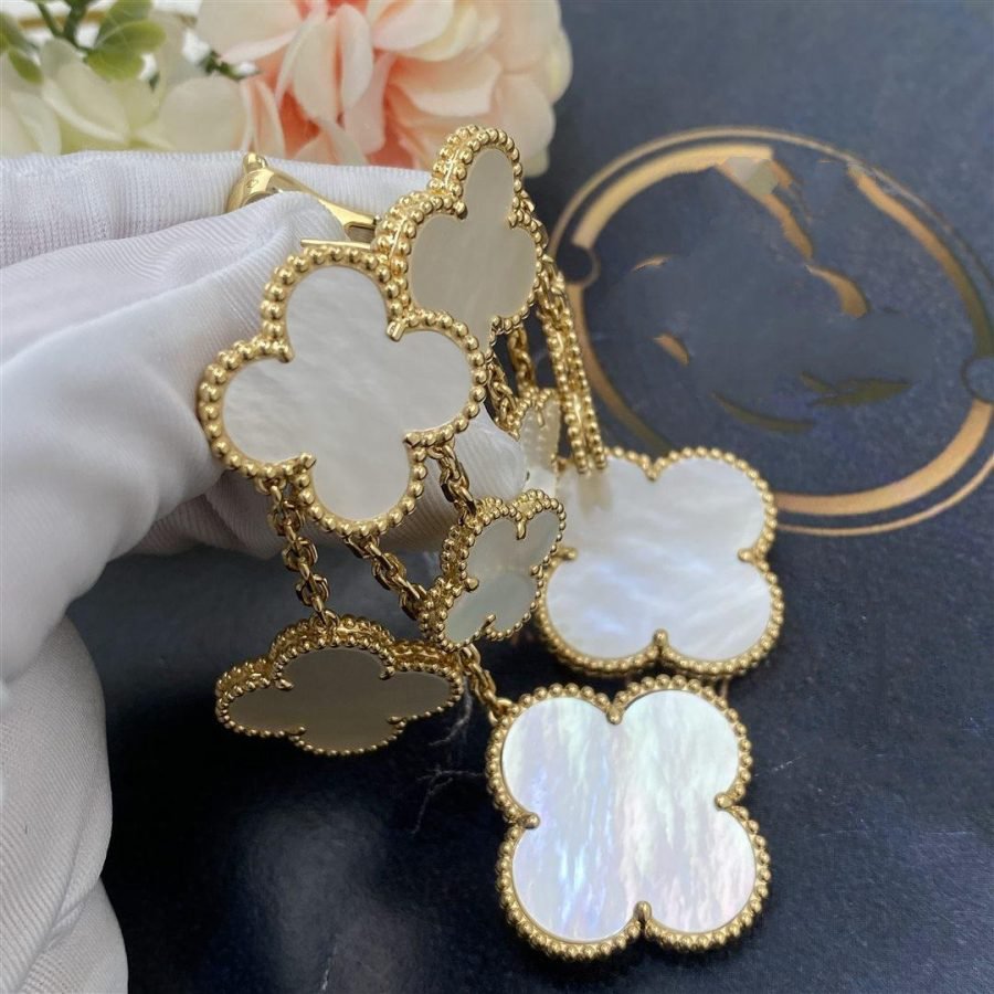 [Rose Jewellery]CLOVER EARRINGS WHITE MOP 4 MOTIFS GOLD