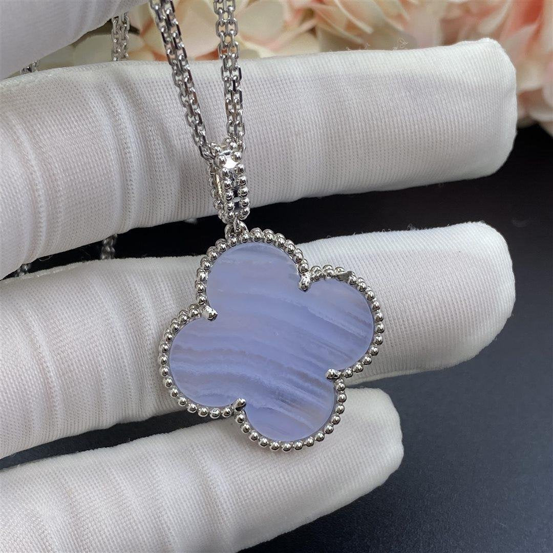 [Rose Jewellery]CLOVER SILVER CHALCEDONY BIG CLOVER NECKLACE