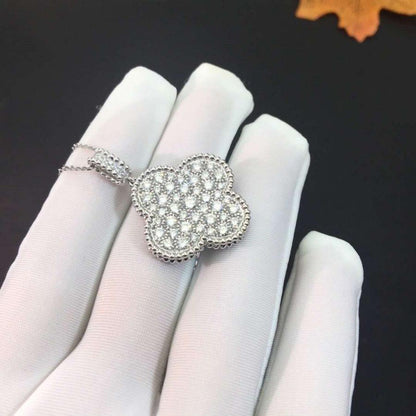 [Rose Jewellery]CLOVER 25MM SILVER FULL DIAMOND BIG CLOVER NECKLACE