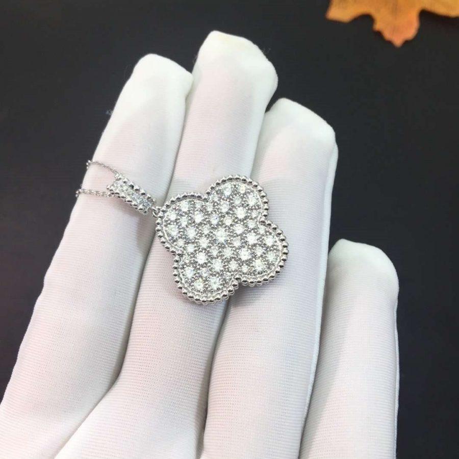 [Rose Jewellery]CLOVER 25MM SILVER FULL DIAMOND BIG CLOVER NECKLACE