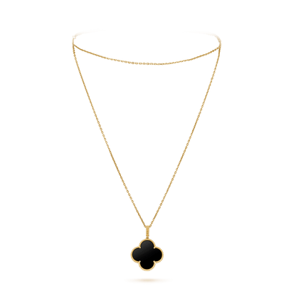 [Rose Jewellery]CLOVER 25MM GOLD ONYX BIG CLOVER NECKLACE