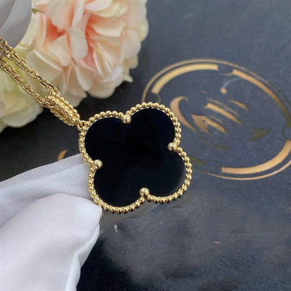 [Rose Jewellery]CLOVER 25MM GOLD ONYX BIG CLOVER NECKLACE