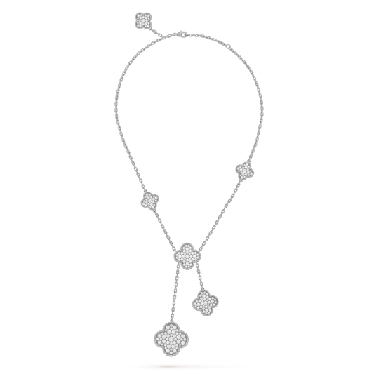 [Rose Jewellery]CLOVER 5 MOTIFS SILVER DIAMONDS NECKLACE