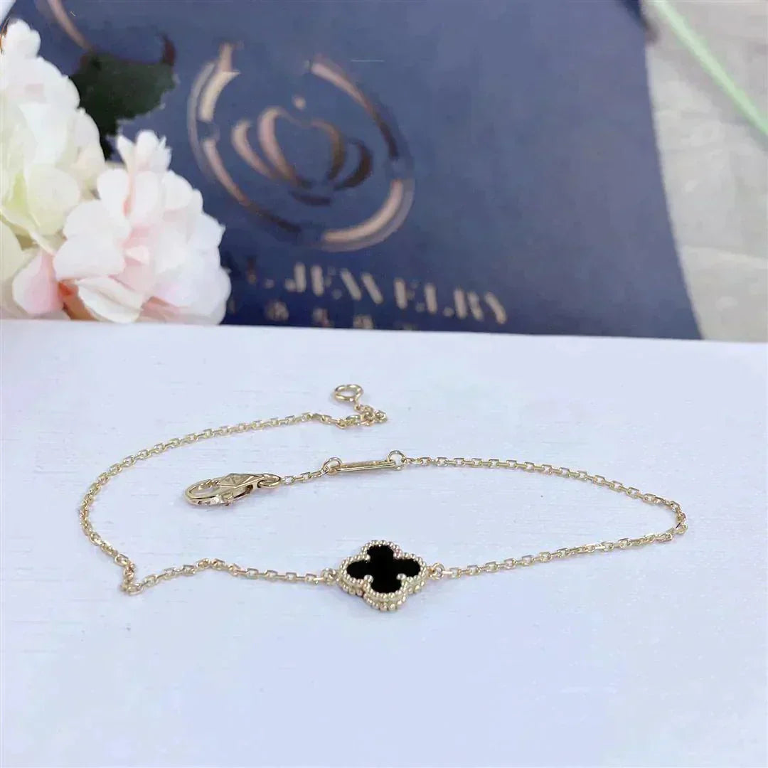 [Rose Jewellery]CLOVER ONYX SINGLE FLOWER BRACELET