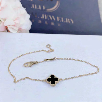 [Rose Jewellery]CLOVER ONYX SINGLE FLOWER BRACELET