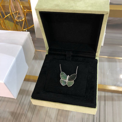 [Rose Jewellery]LARGE BUTTERFLY SILVER PENDANT DIAMOND NECKLACE