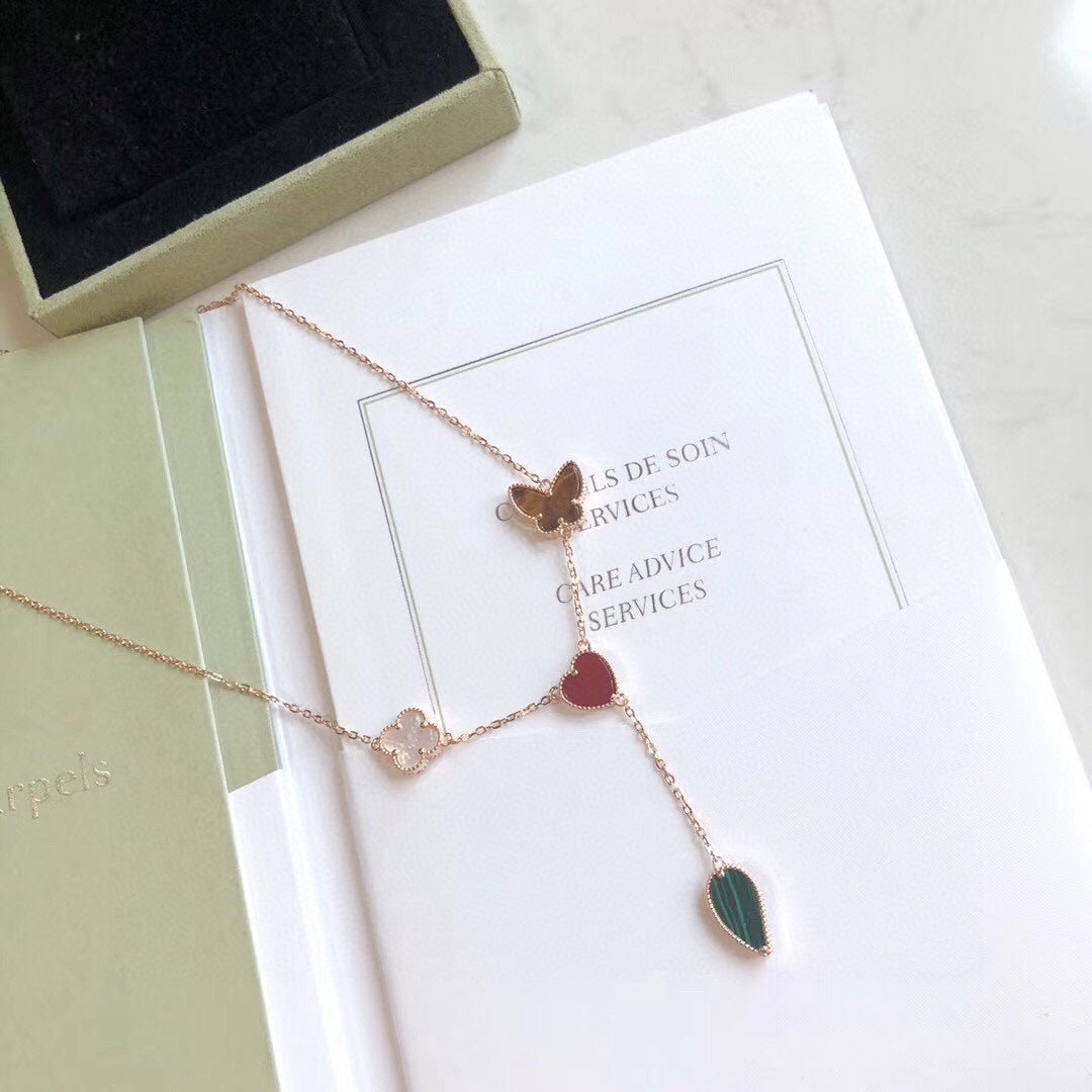 [Rose Jewellery]LUCKY SPRING 4 MOTIFS ROSE GOLD NECKLACE