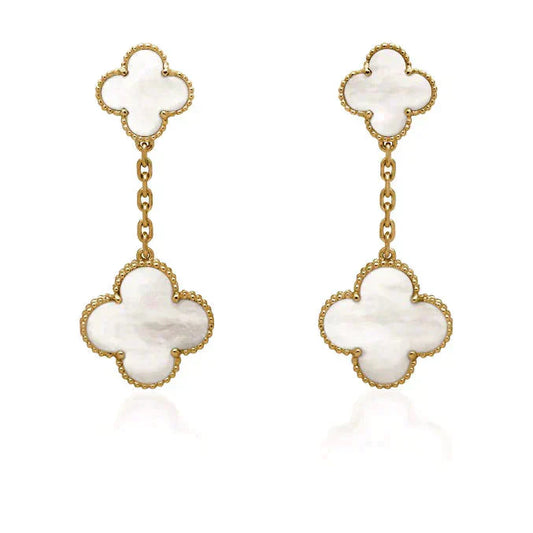 [Rose Jewellery]CLOVER 2 MOTIF WHITE MOP EARRINGS