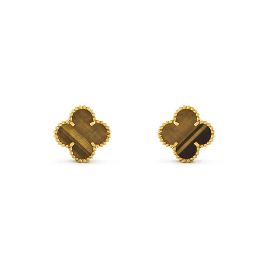 [Rose Jewellery]CLOVER MEDIUM 1 MOTIFS TIGER EYE EARRINGS