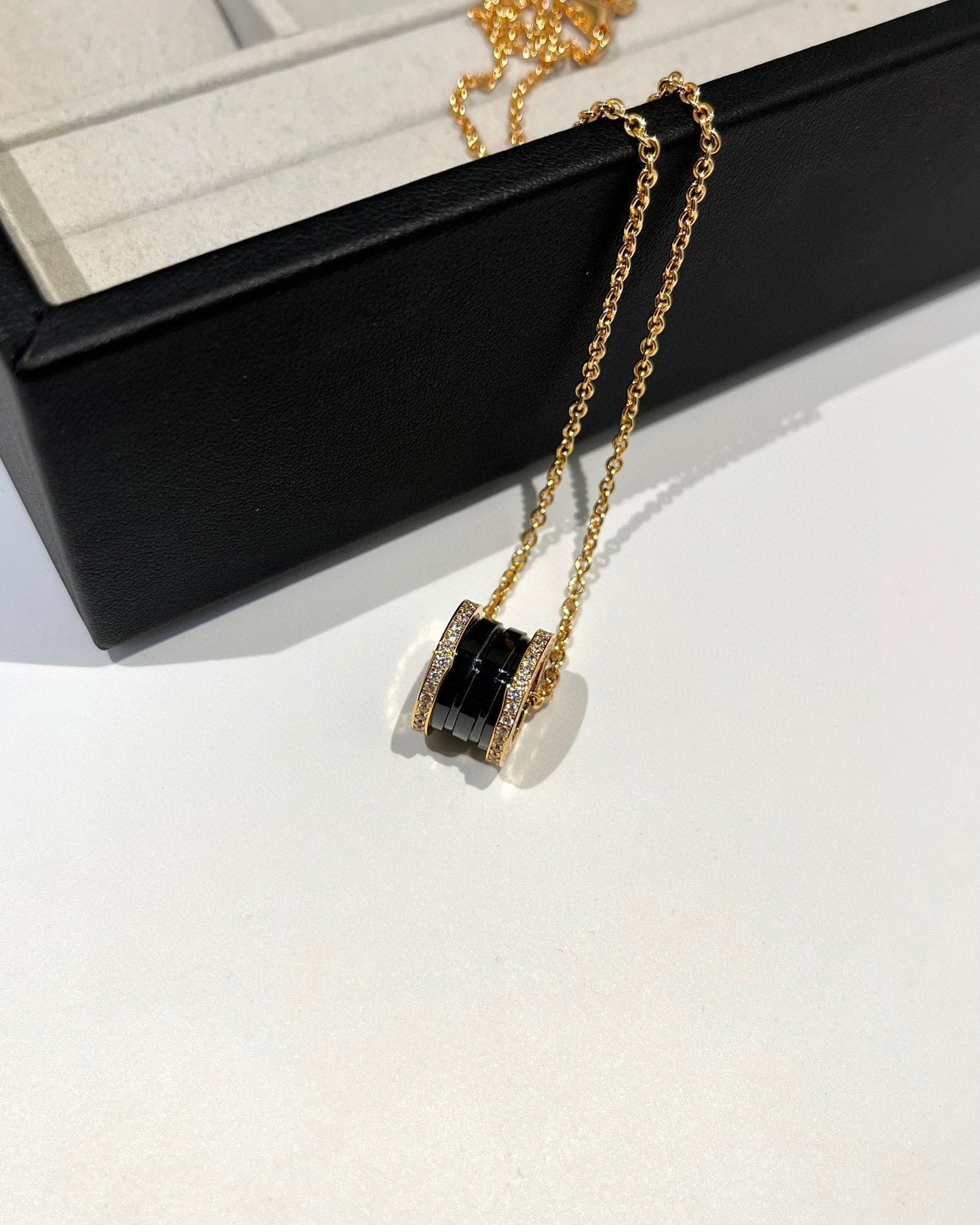 [Rose Jewellery]ZERO 1 BLACK CERAMIC DIAMOND PINK GOLD NECKLACE